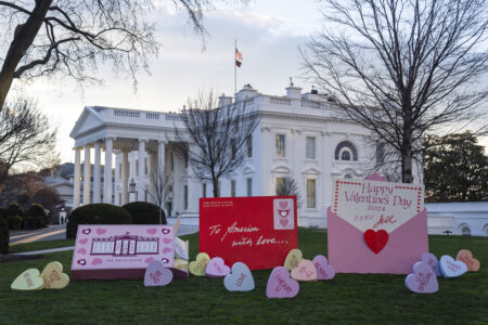 Jill Biden’s Valentine lawn ornaments through the years